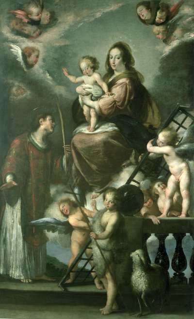 Madonna and Child with the Infant St. John the Baptist and St. Lawrence and Angels by Bernardo Strozzi